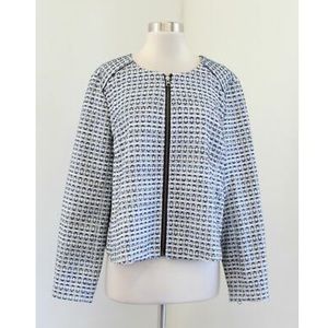 J Crew Blue White Geometric Hearts Blazer